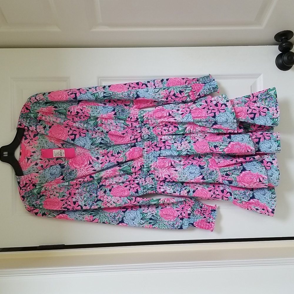 Lilly Pulitzer Cristiana Dress Oyster Bay Navy Always Be Blooming - Picture 3 of 16
